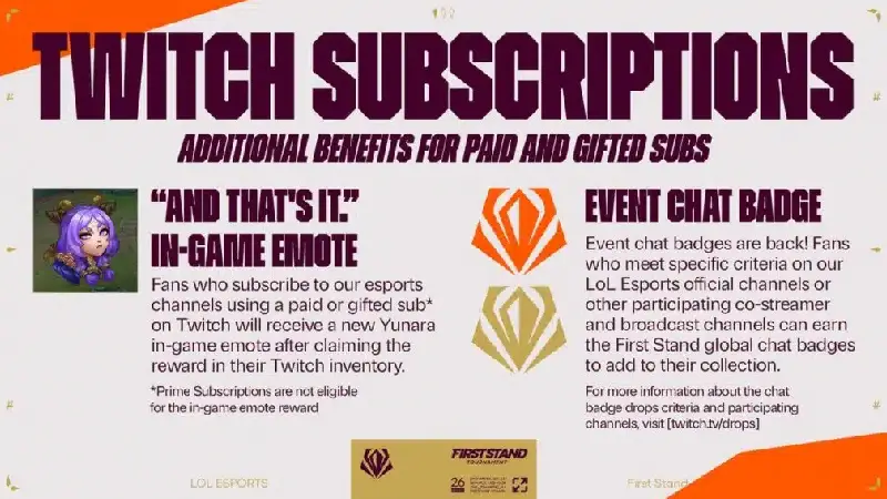 Lượt đăng ký Twitch First Stand 2026